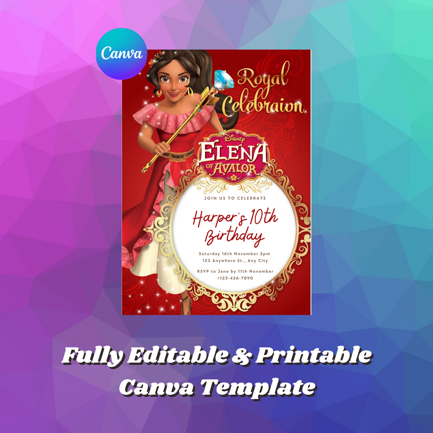 Elena of Avalor Birthday Invitation Template