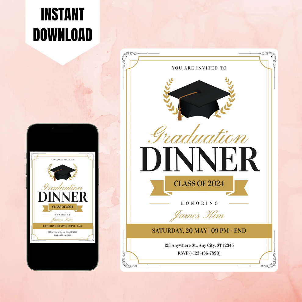 Grad Lunch Invite Graduation Dinner Invitation Template – CreativeRino