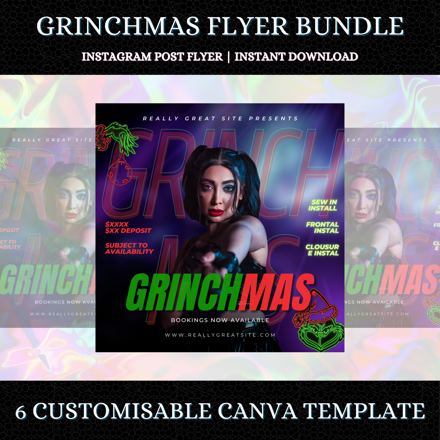 Grinchmas Flyer Template | Grinch Christmas Booking Flyer