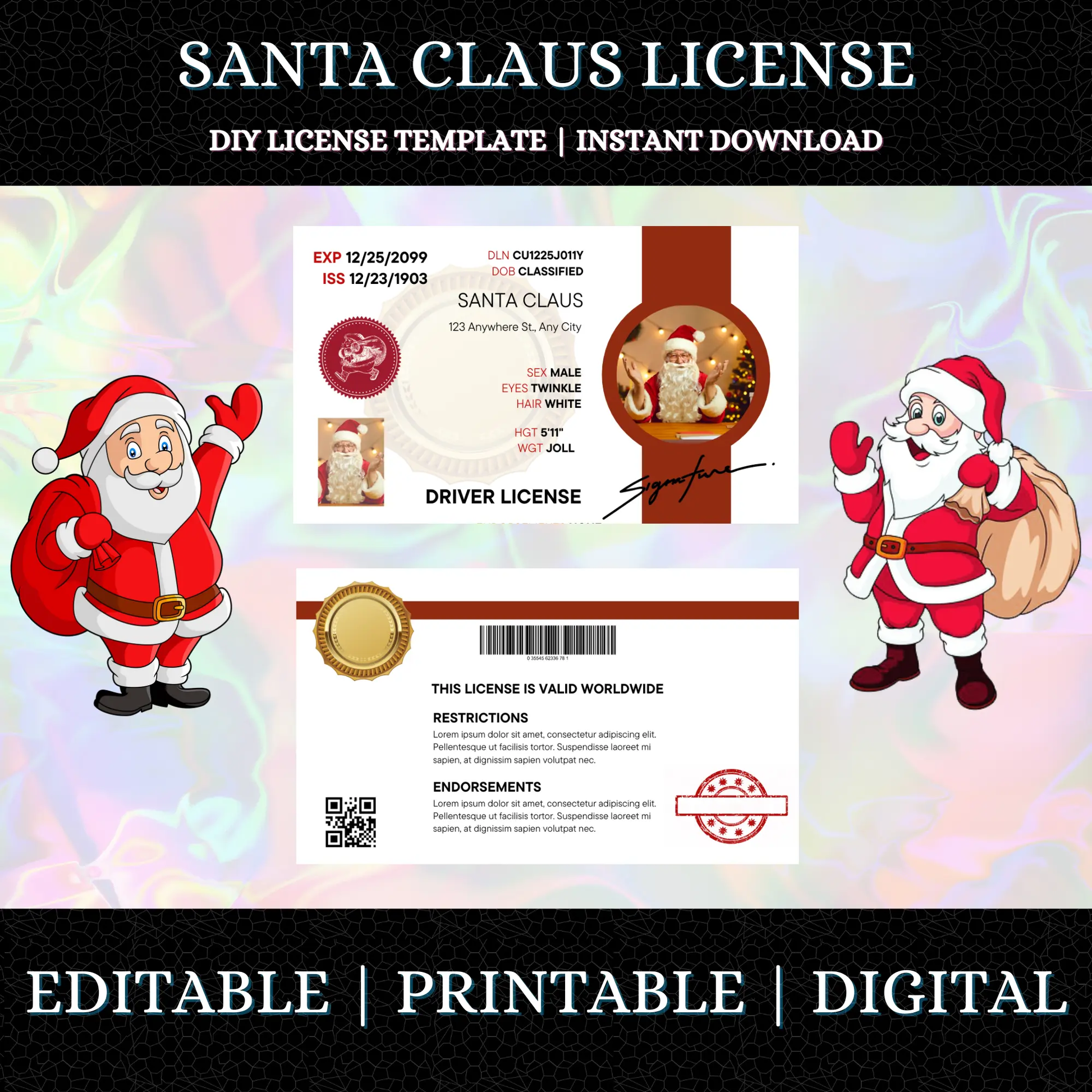 Santa Claus Drivers License Template - CreativeRino