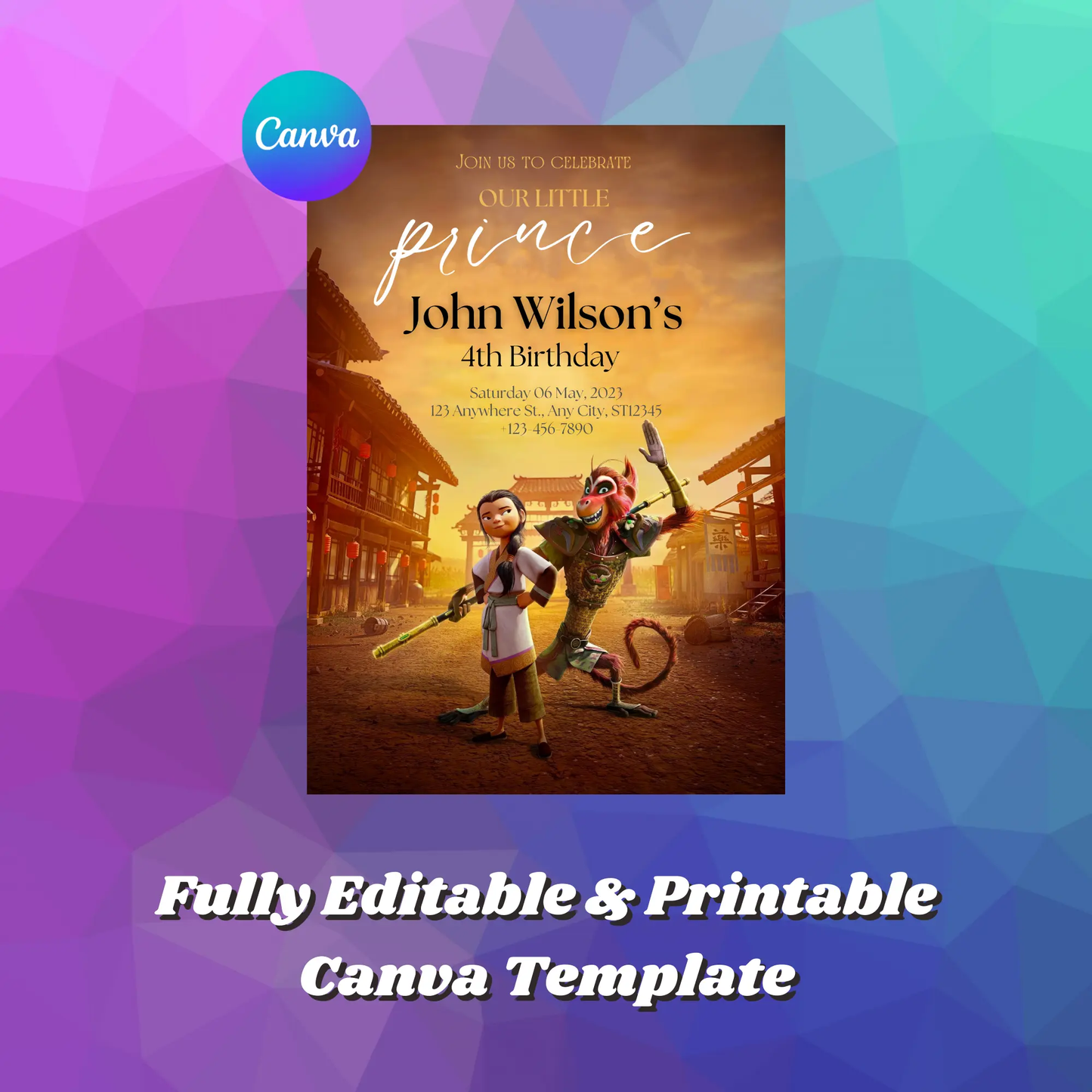 Monkey King Birthday Invitation Template - CreativeRino