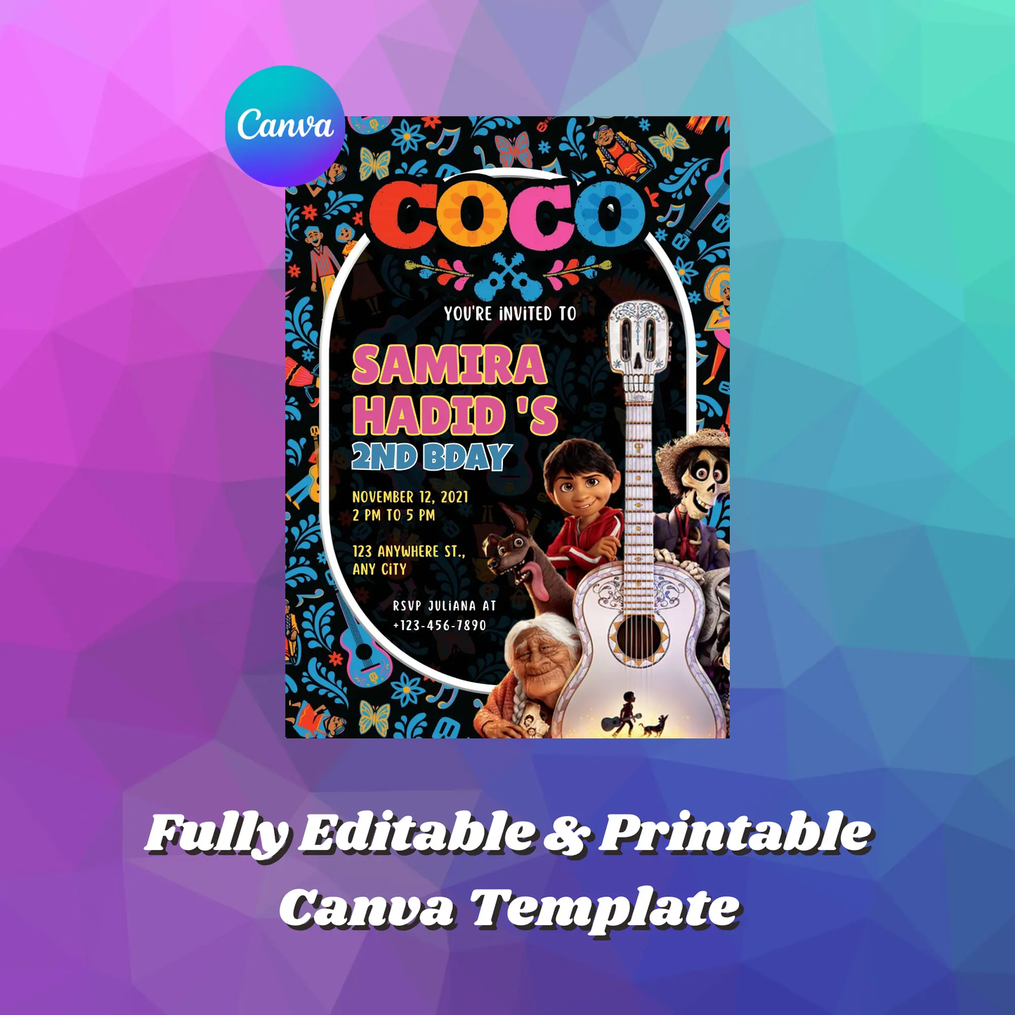 Coco Birthday Invitation Template - CreativeRino