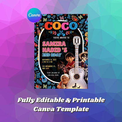 Coco Birthday Invitation Template - CreativeRino