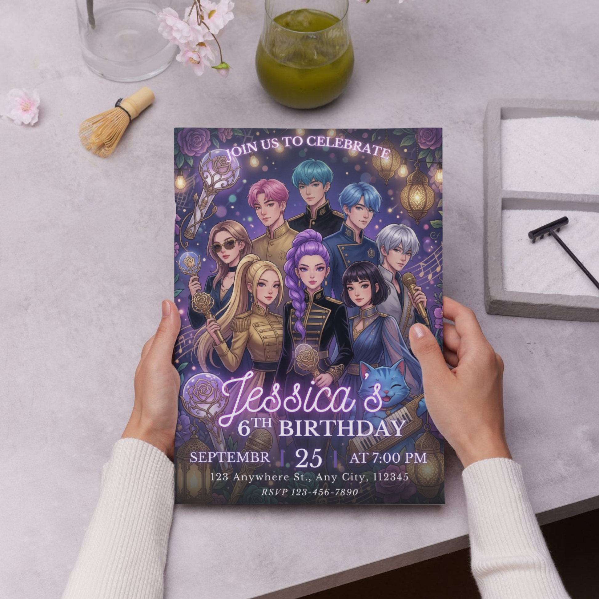 Kpop Demon Hunters Birthday Invitation – Modern Digital Party Template CreativeRino