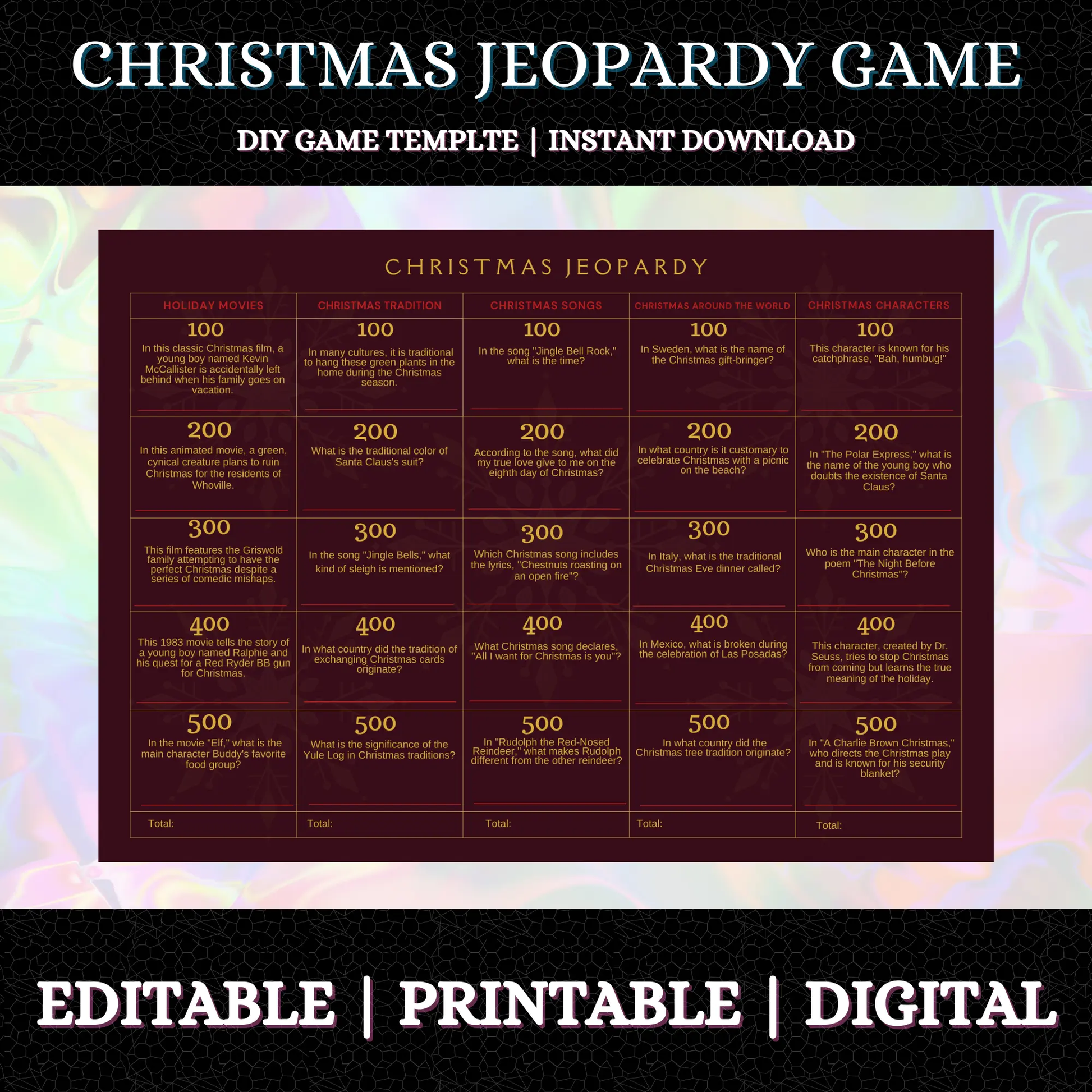 Christmas Jeopardy Game Template - CreativeRino