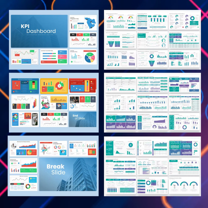 6 KPI Dashboard Keynote Presentation Template Bundle | Editable KPI Dashboard Template CreativeRino