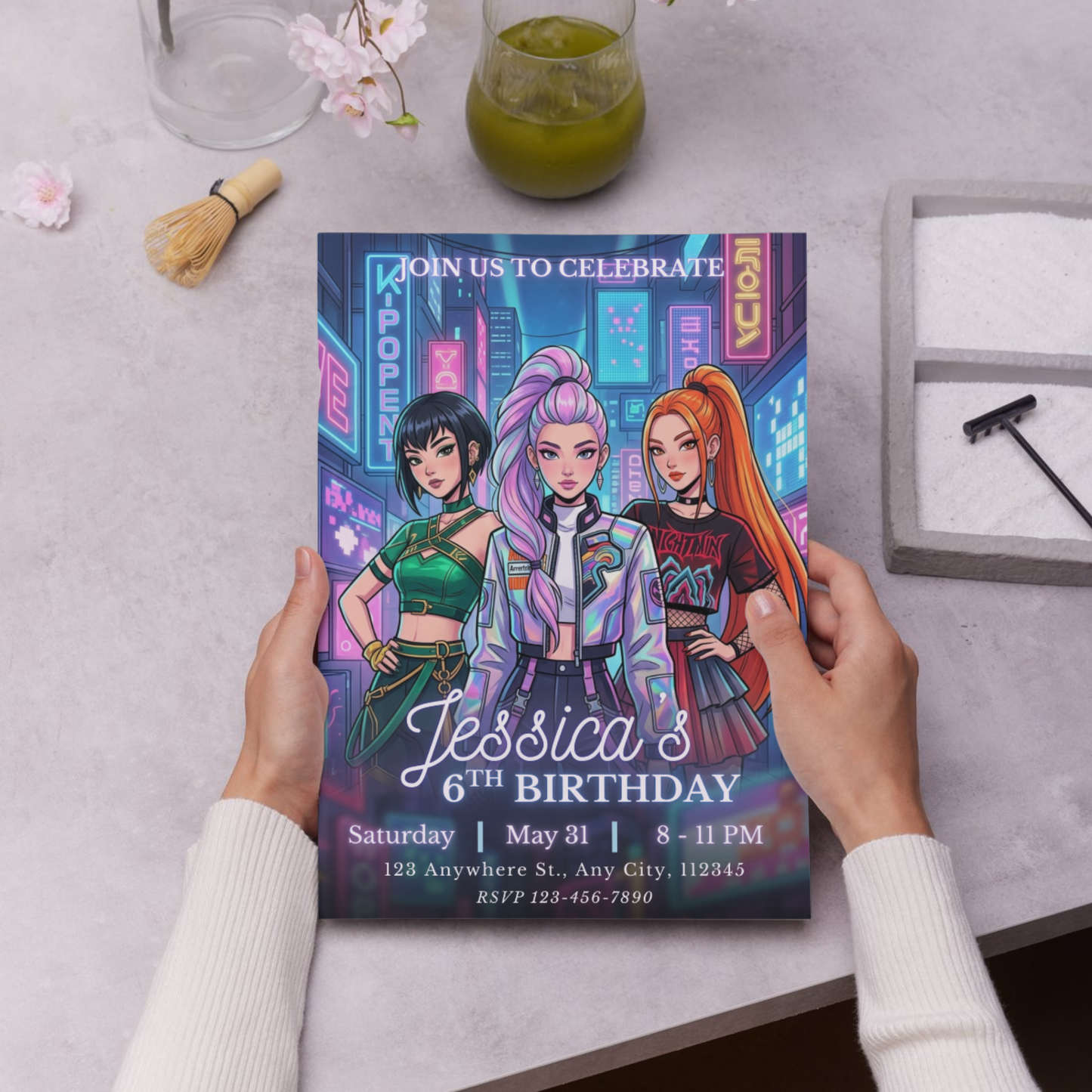 Demon Hunters Kpop Birthday Invitation Template – Editable File CreativeRino