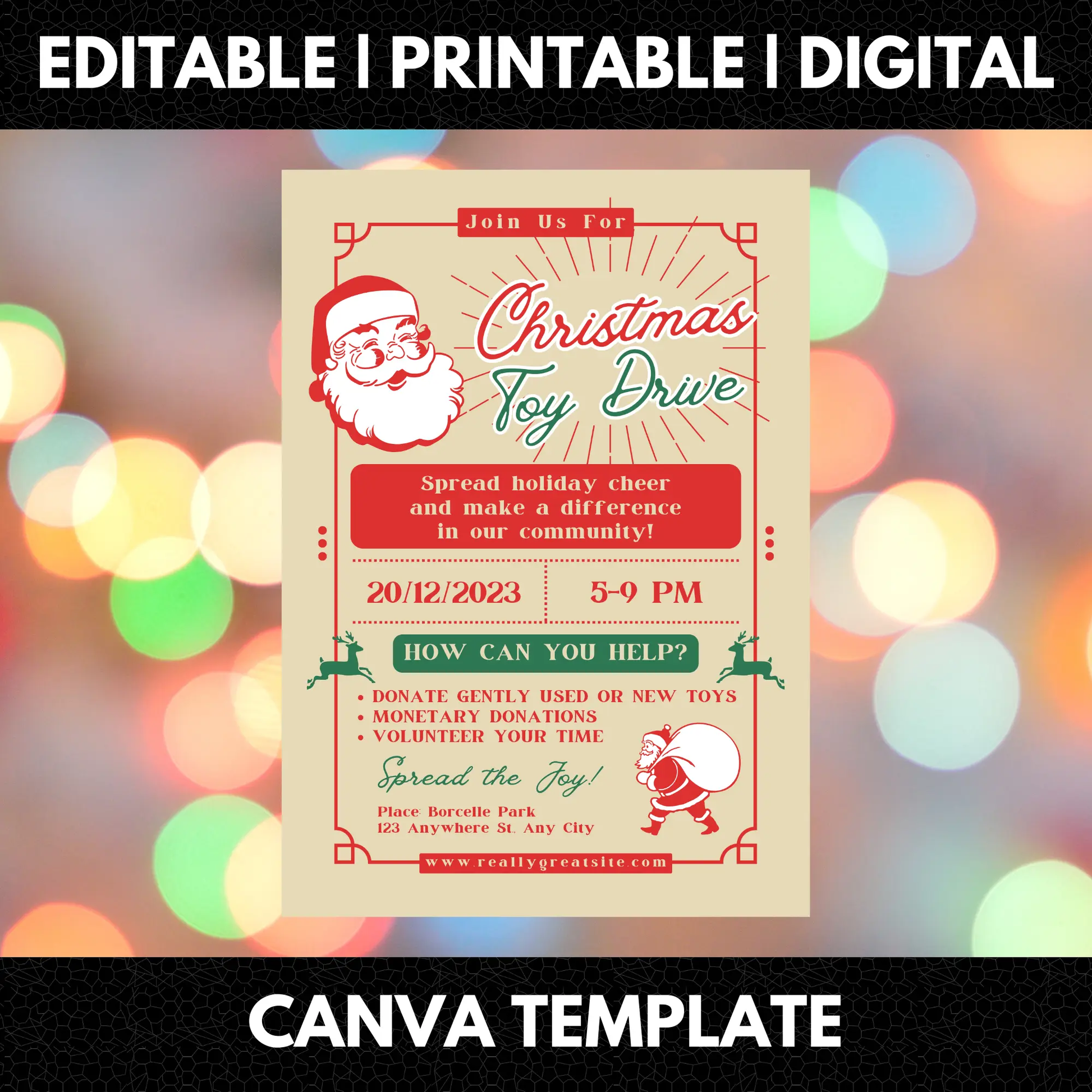 Christmas Toy Drive Flyer Template | Toy Drive Invitation - CreativeRino