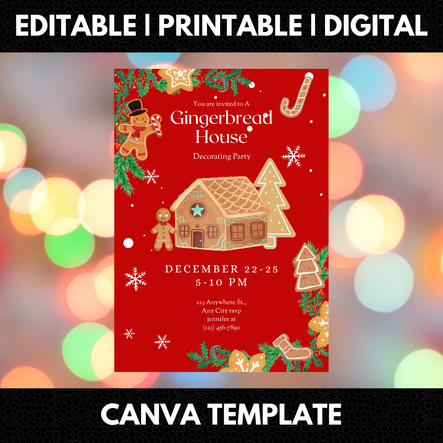 Gingerbread House Christmas Invitation Template