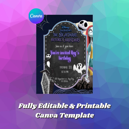 The Nightmare Before Christmas Birthday Invitation Template - CreativeRino