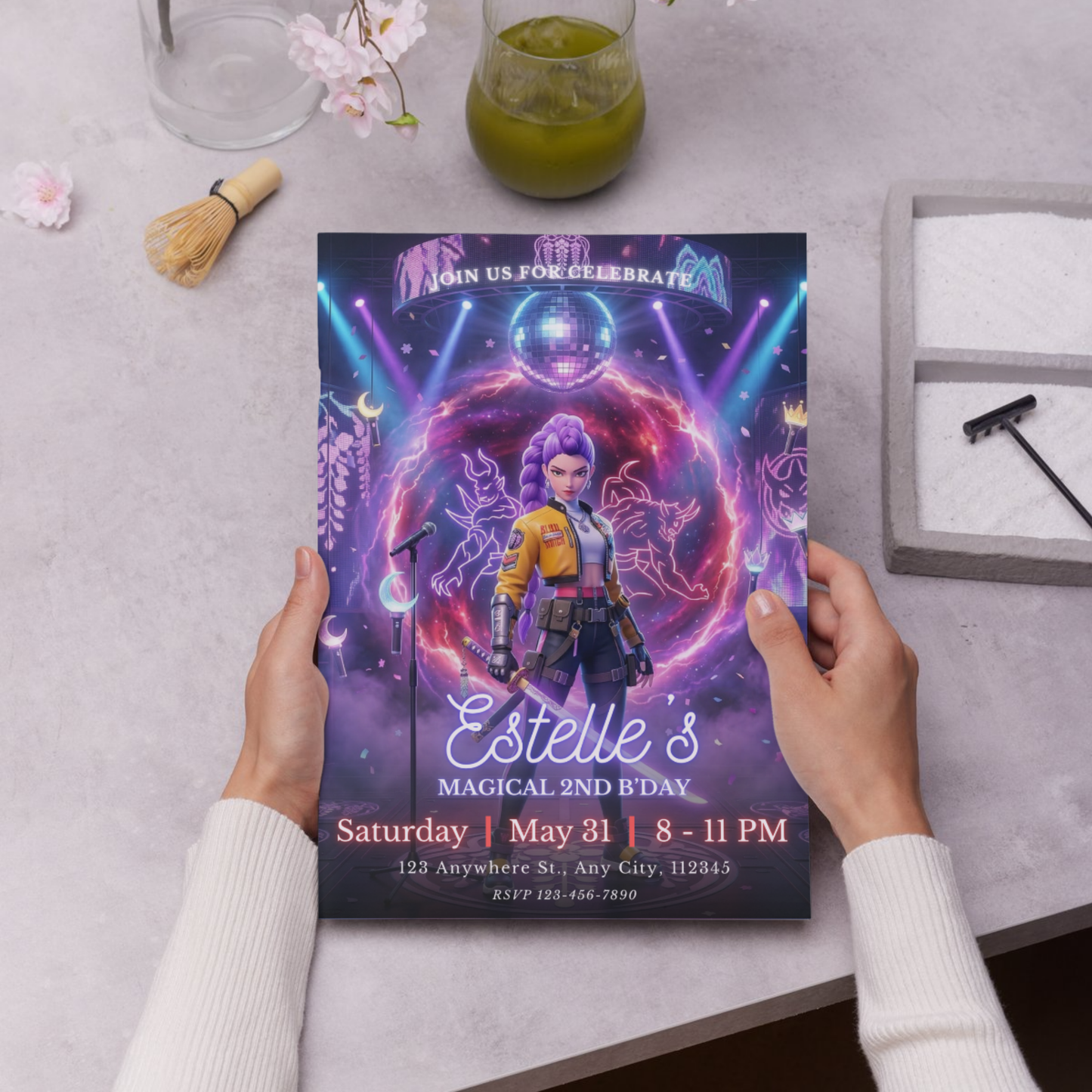 Kpop Demon Hunters Birthday Invitation Template – Editable Party Invite CreativeRino