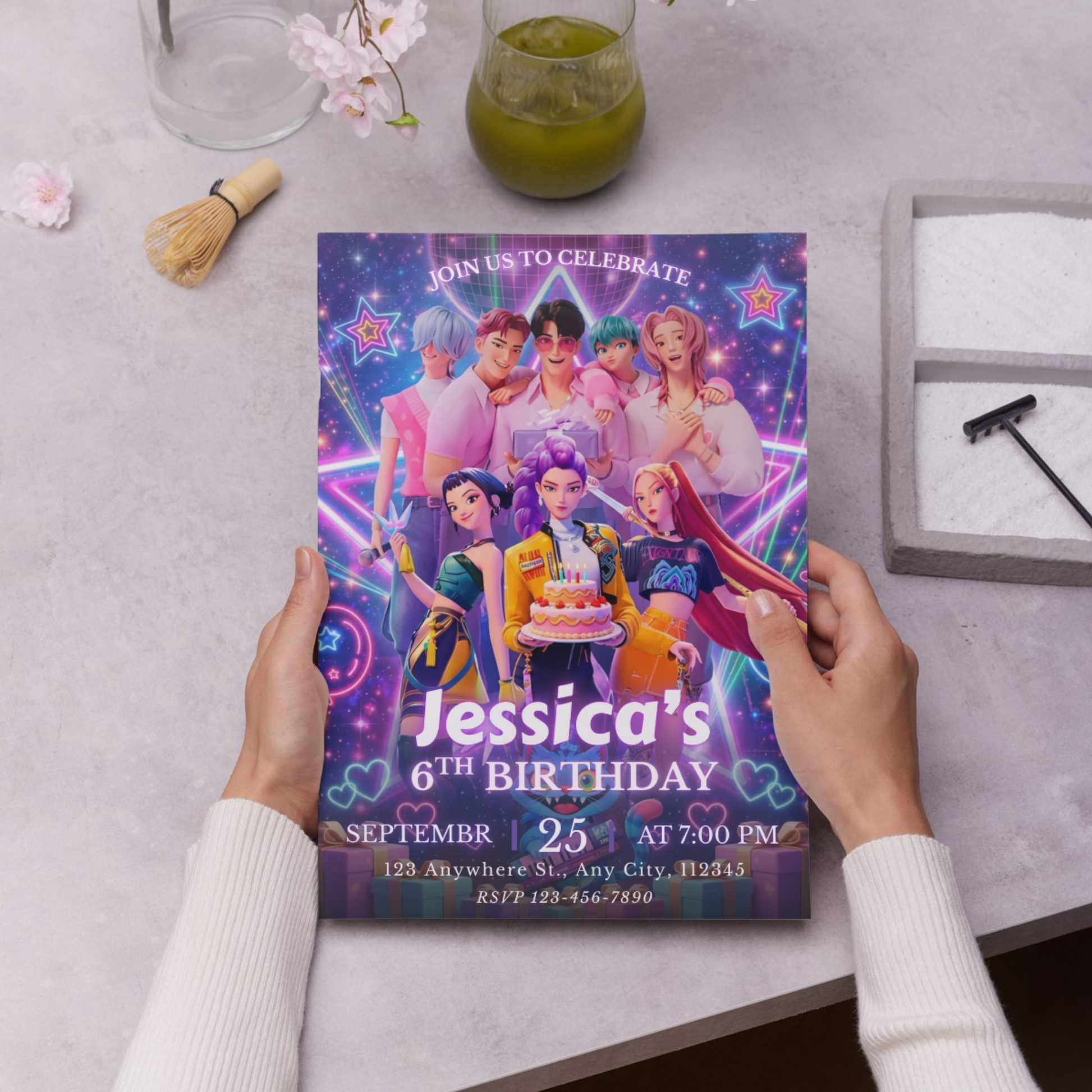 Kpop Demon Hunters Birthday Invitation – Aesthetic Party Invite Design CreativeRino