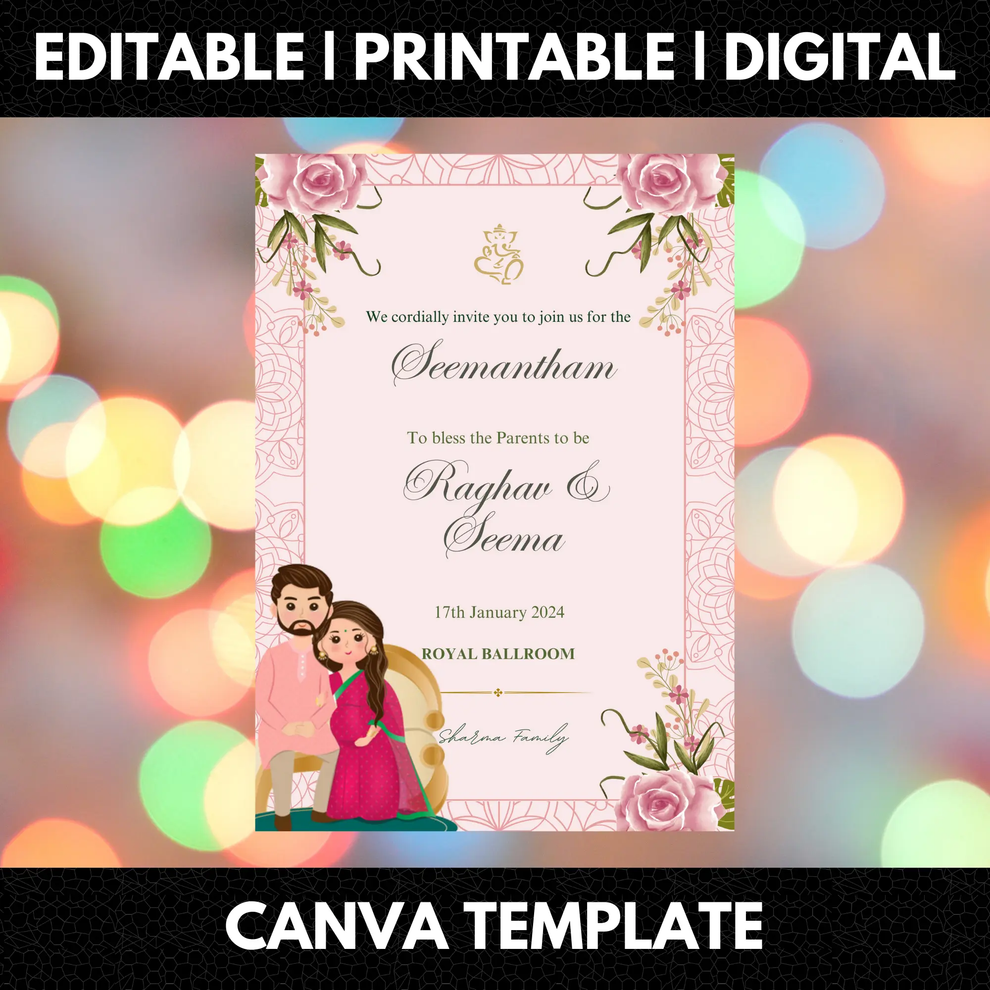 Seemantham Invite Template Indian Baby Shower Invitation CreativeRino