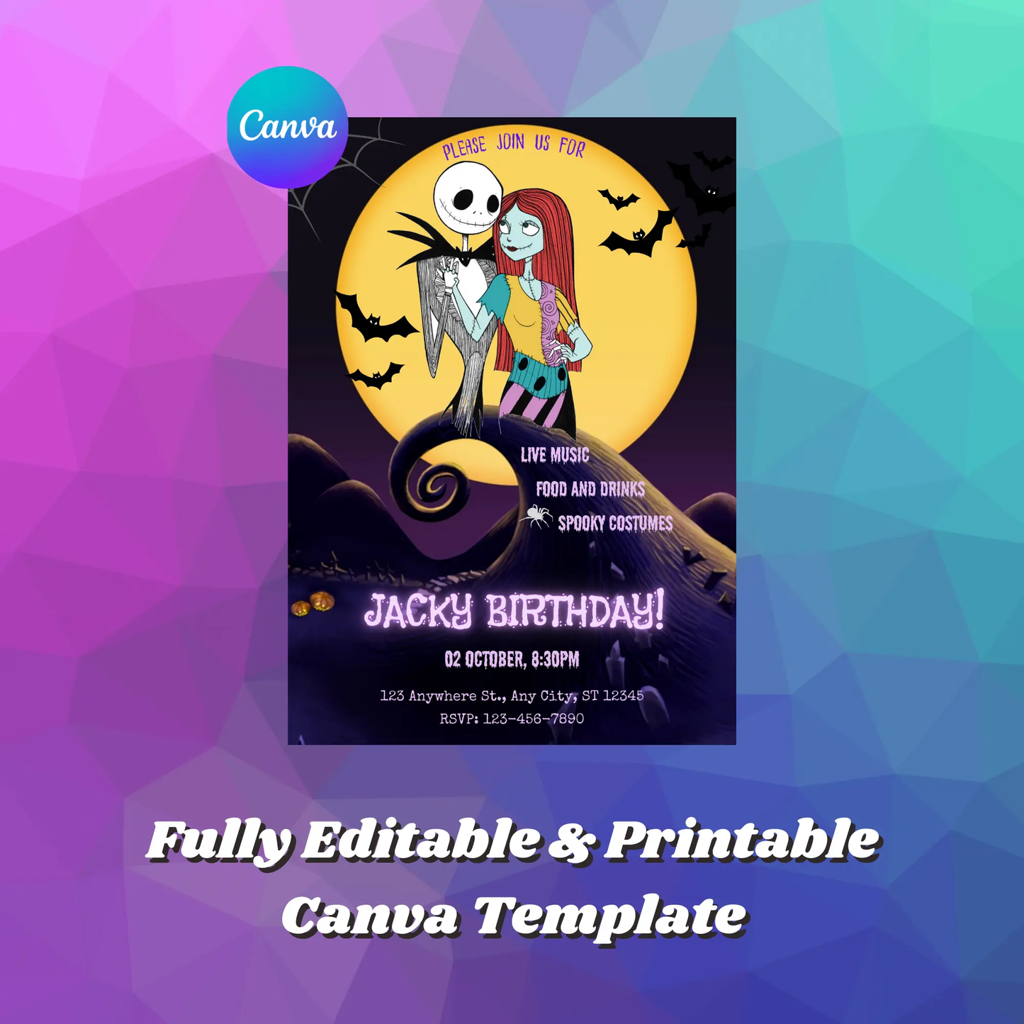 The Nightmare before Christmas Birthday Invitation Template - CreativeRino