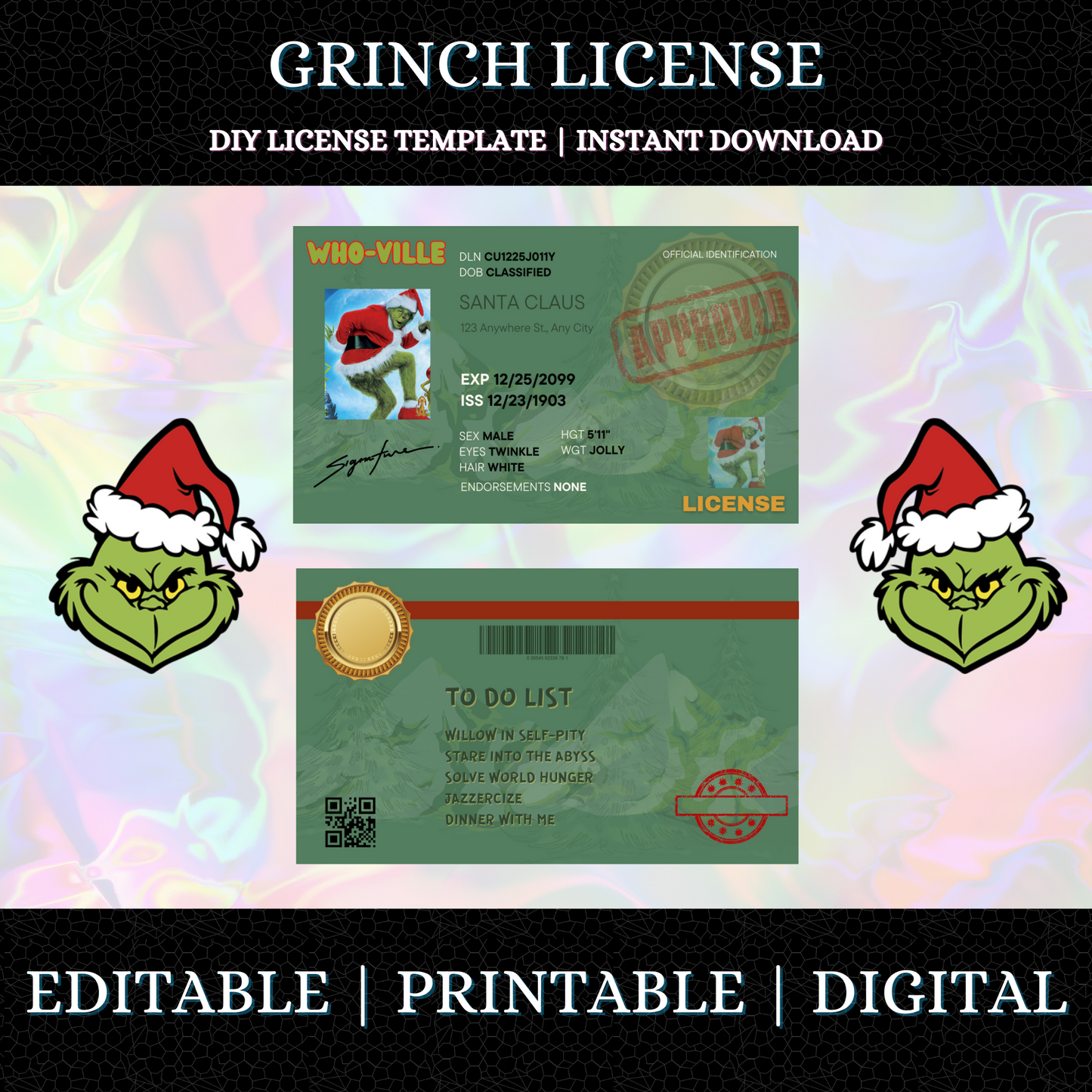 Who Ville Grinch License Template