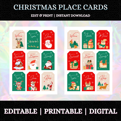Christmas Placecards Template - CreativeRino