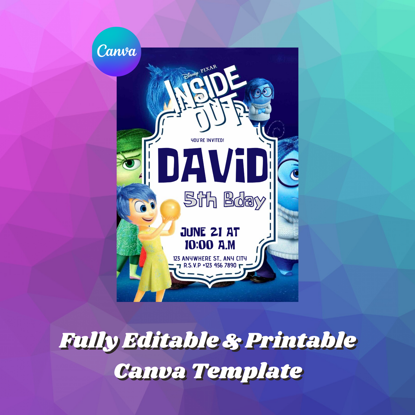 Inside Out Birthday Invitation Template