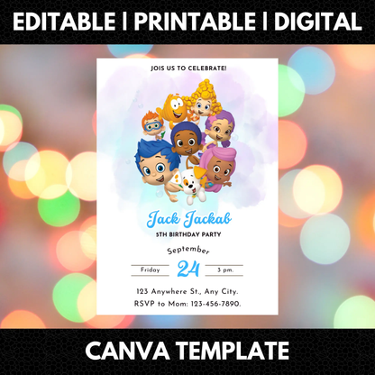 Bubble Guppies Birthday Invitation Template - CreativeRino