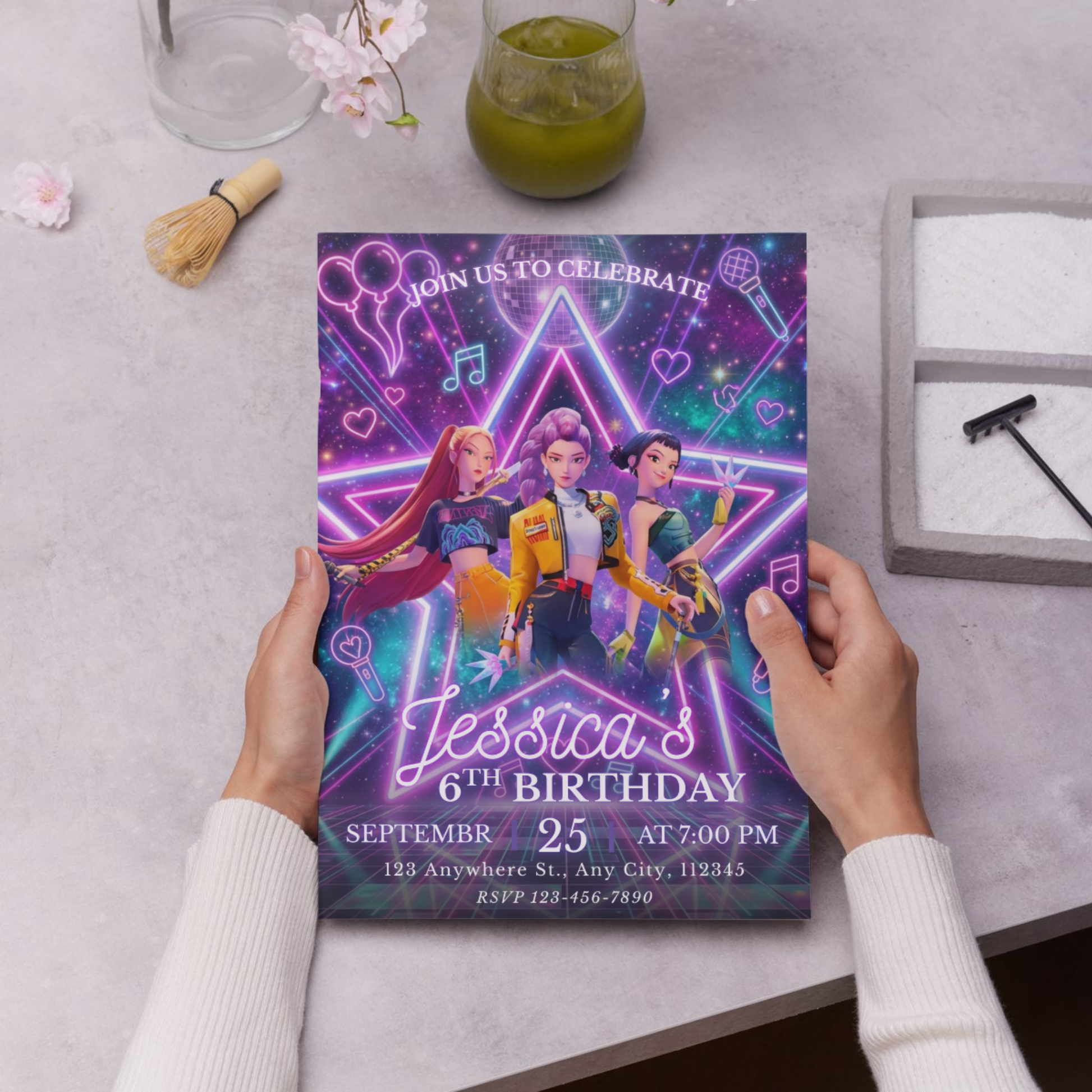 Demon Hunters Kpop Theme Birthday Template – Printable Party Invite CreativeRino