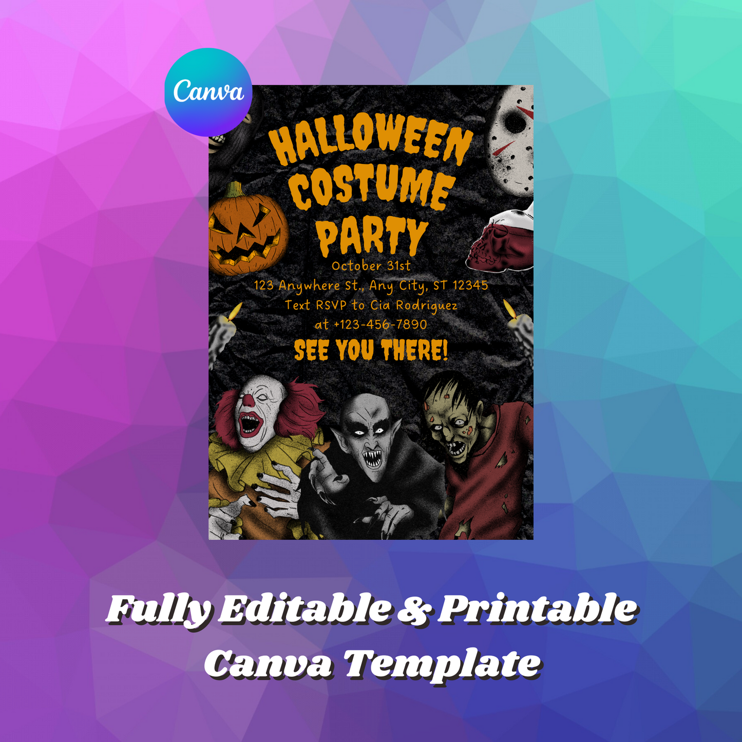 Horror Halloween Costume Party Invitation Template