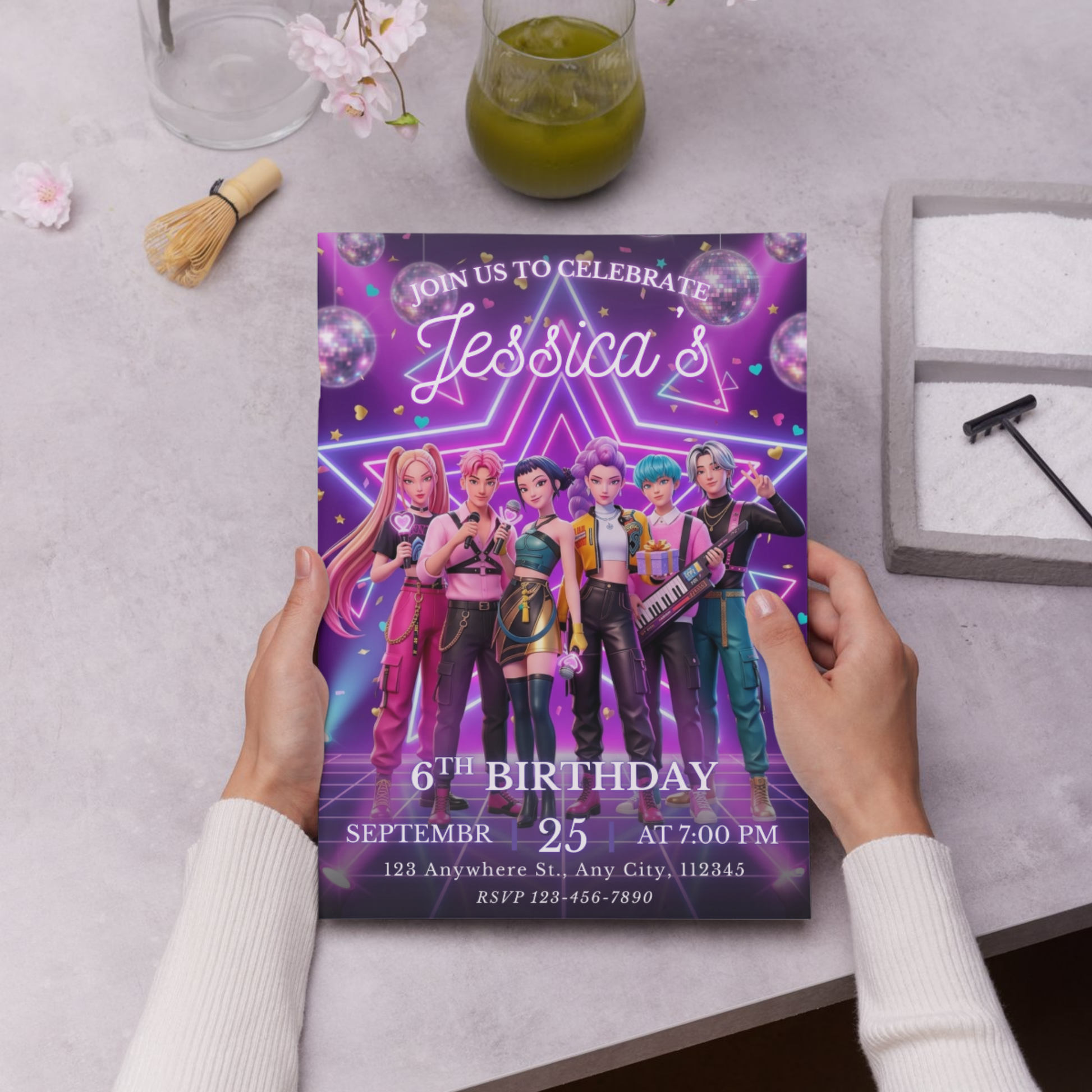 Kpop Demon Hunters Birthday Invitation – Customizable Digital Design CreativeRino