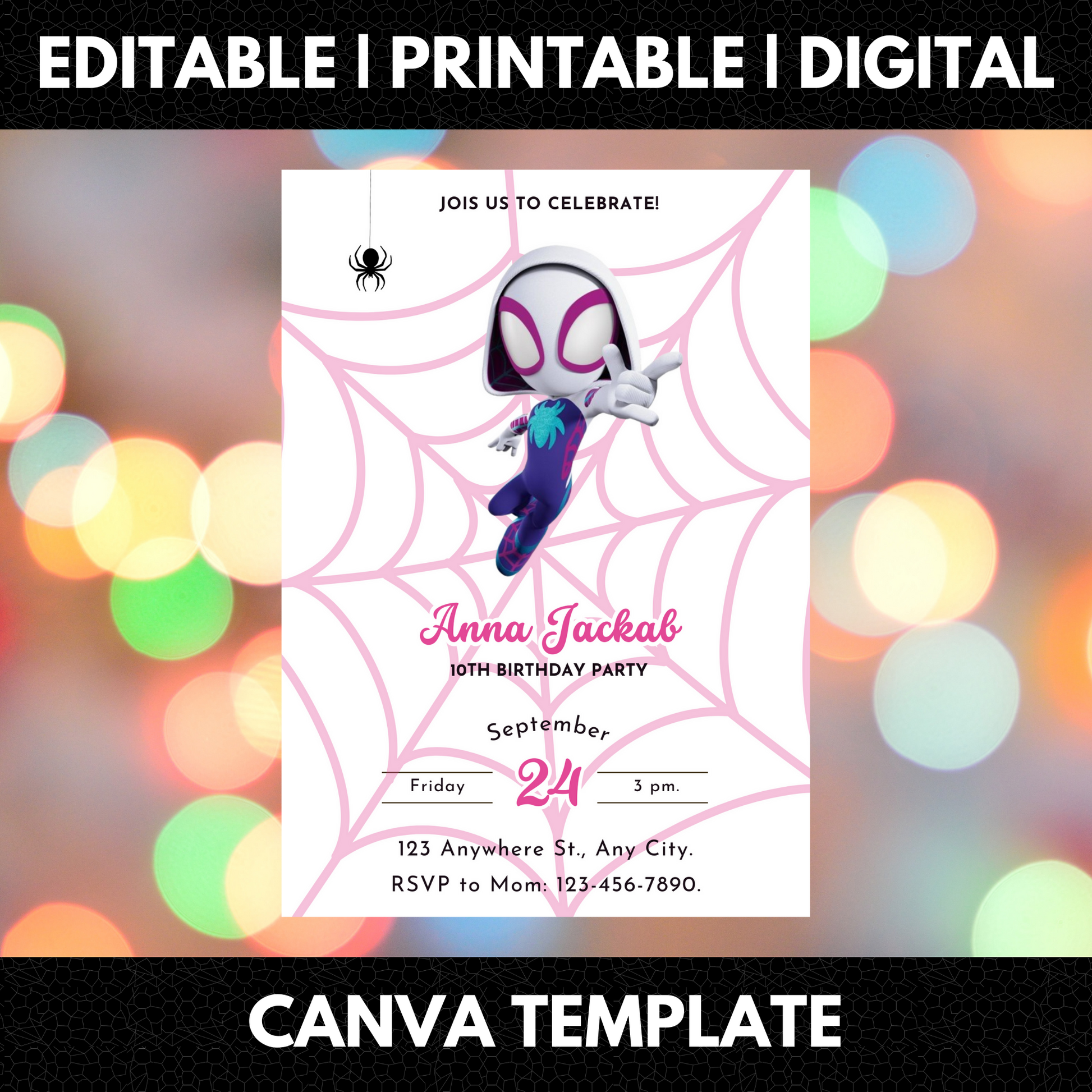 Ghost Spidey Birthday Invitation Template | Spidey and his Amazing Friends - CreativeRino