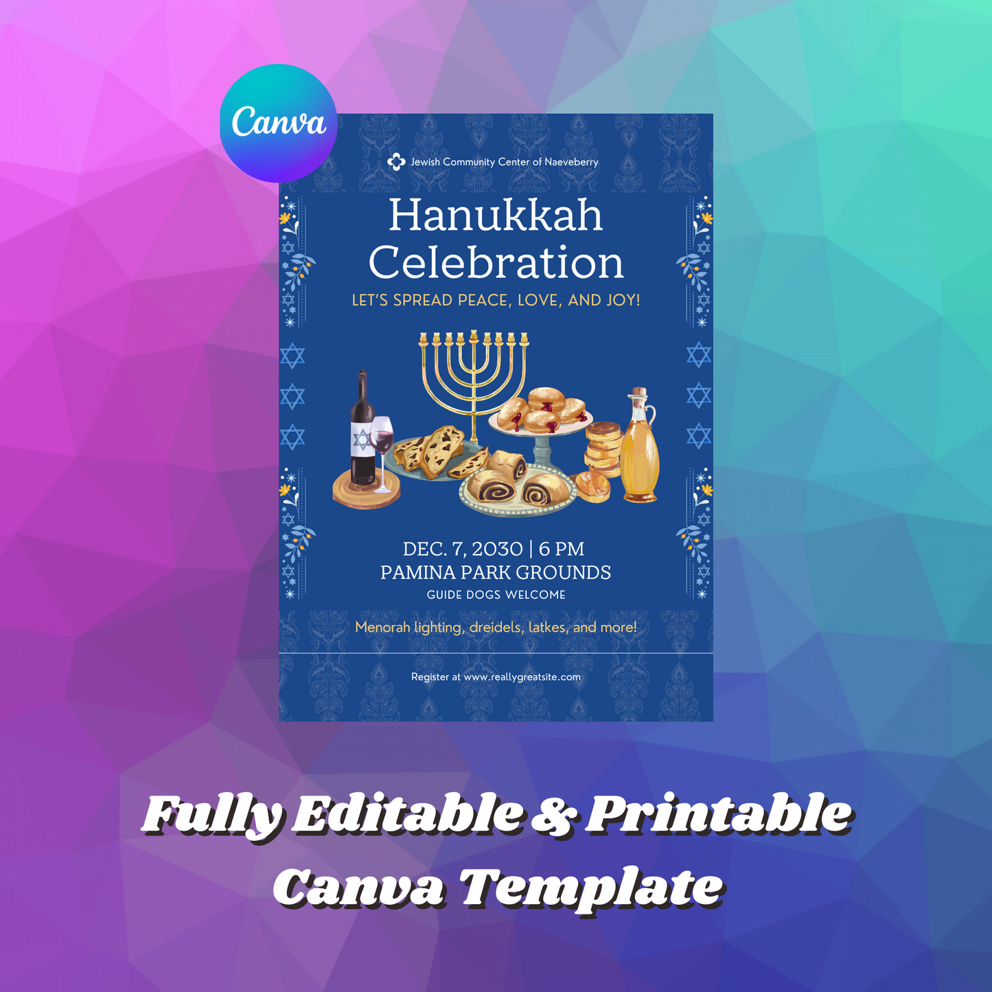 Hanukkah Invitation Template | Hanukkah Celebration Party Invite