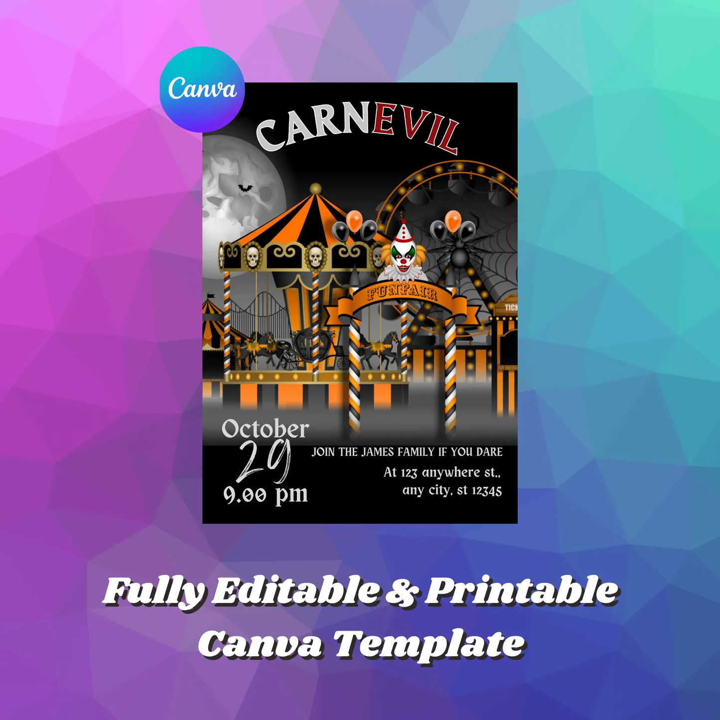 Halloween Carnival Invitation Template - CreativeRino