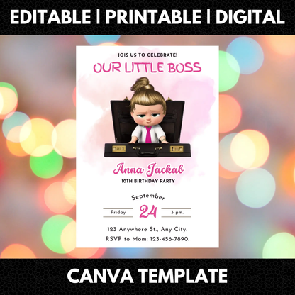 Boss Baby Birthday Invitation Template - CreativeRino