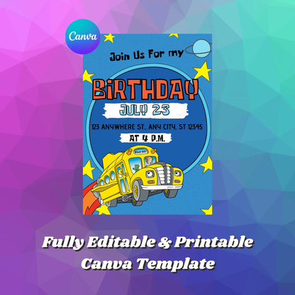 The Magic School Bus Birthday Invitation Template - CreativeRino