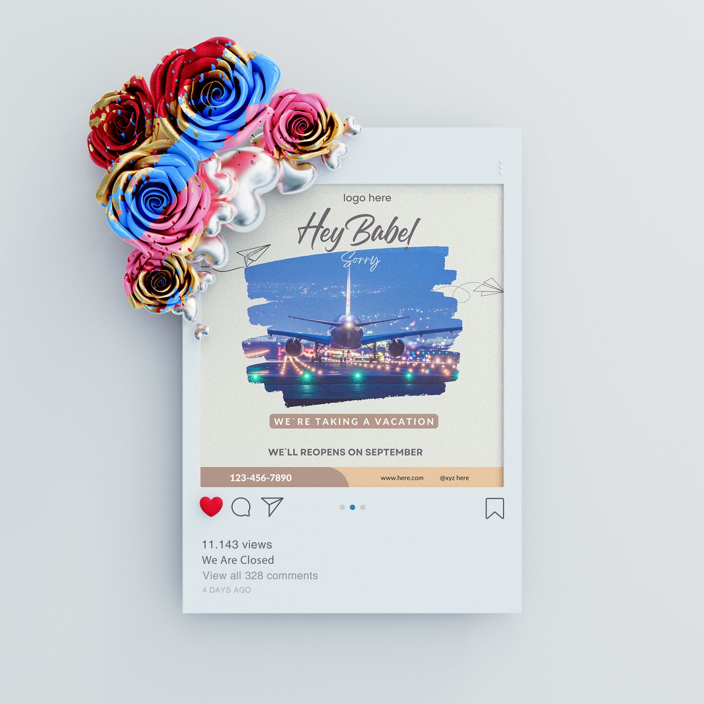 We Are On Vacation Flyer Template | We Are Closed Social Media Flyer