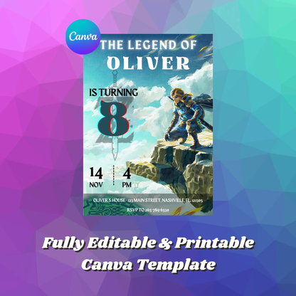 Zelda Birthday Invitation Template | The Legend of Zelda Invite - CreativeRino