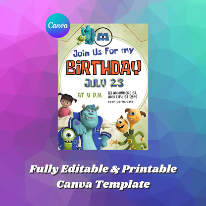 Monsters Inc Birthday Invitation Template - CreativeRino
