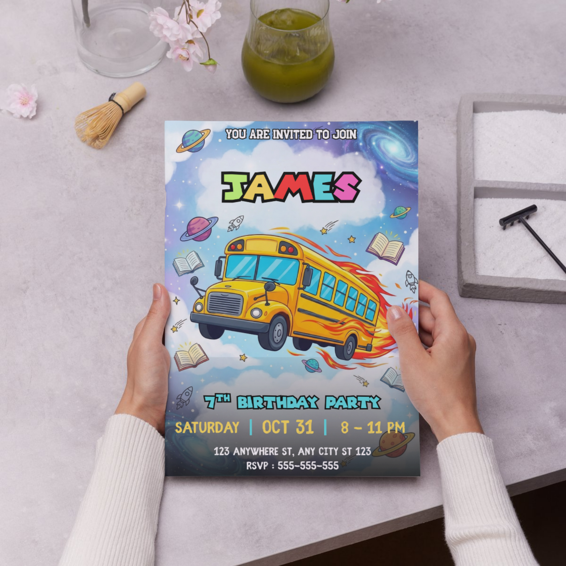 Editable Magic School Bus Invitation Template | Science Birthday Party Invite for Kids CreativeRino