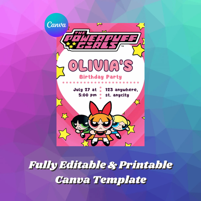 Powerpuff Girls Birthday Invitation Template - CreativeRino