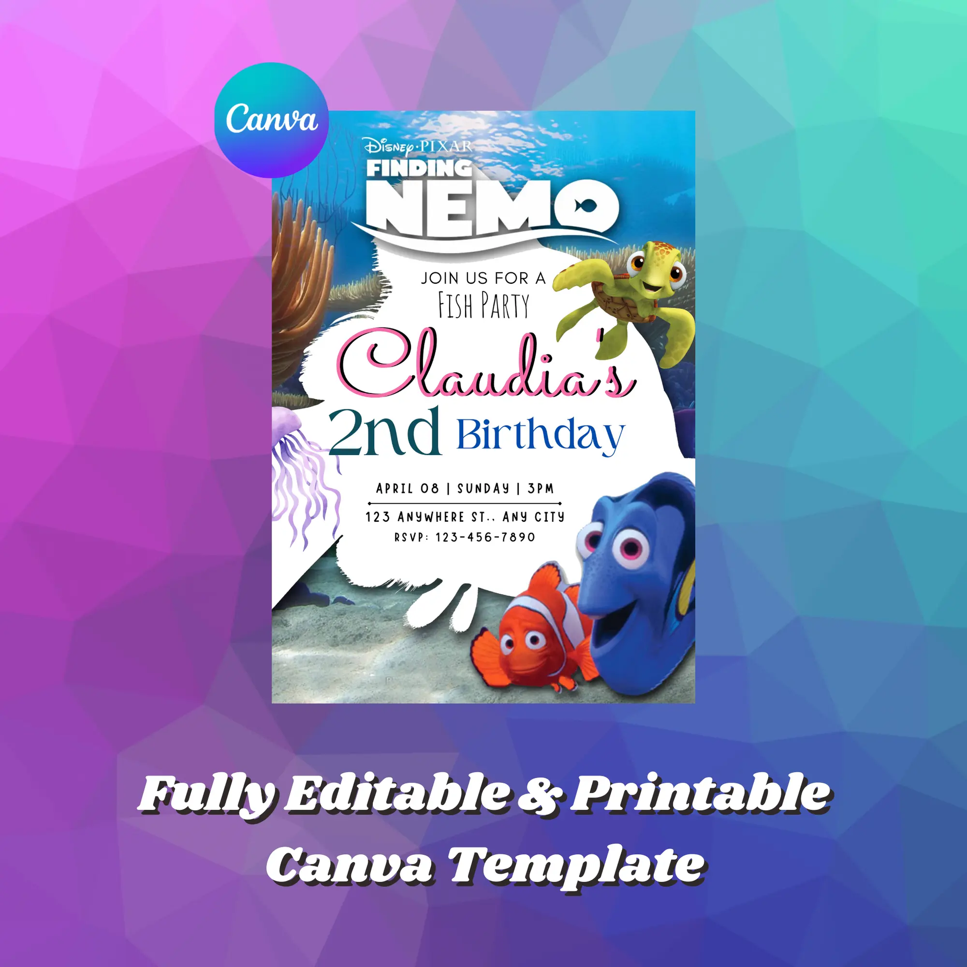 Finding Nemo Birthday Invitation Template - CreativeRino