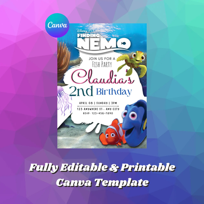 Finding Nemo Birthday Invitation Template - CreativeRino