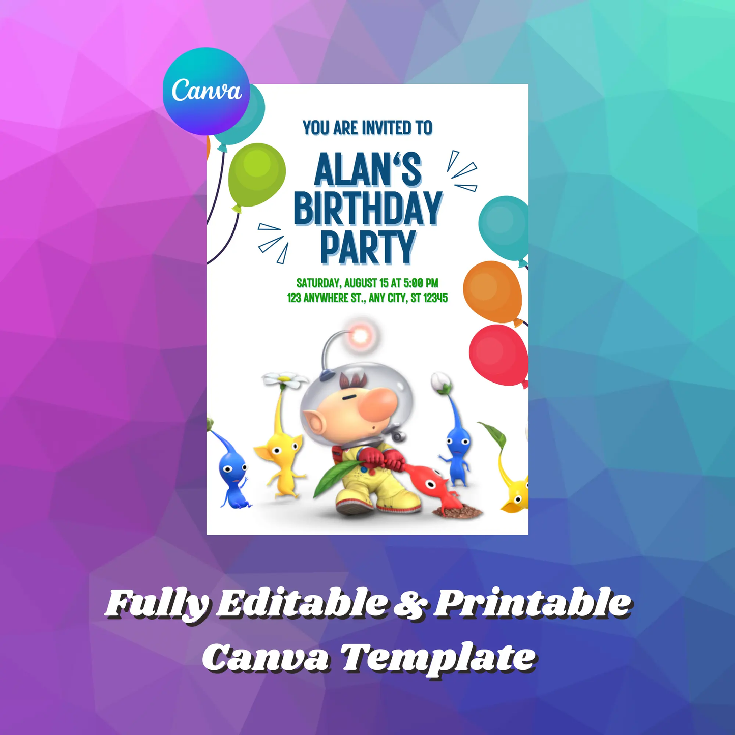 Pikmin Birthday Invitation Template - CreativeRino
