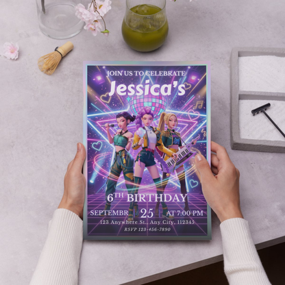 Kpop Demon Hunters Birthday Invite Template Digital Download Editable Printable Invitation CreativeRino