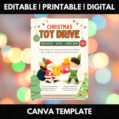 Christmas Toy Drive Flyer Template | Toy Drive Invitation - CreativeRino