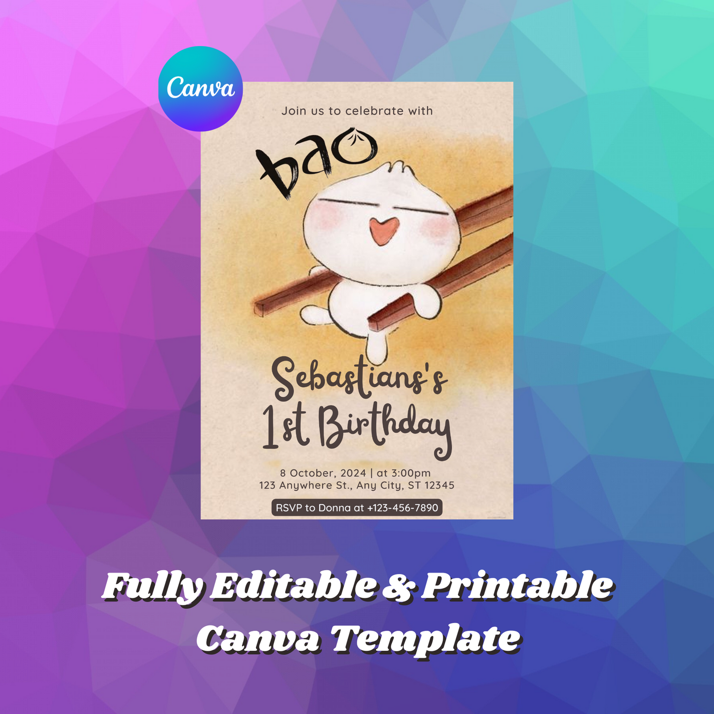 Bao Birthday Invitation Template