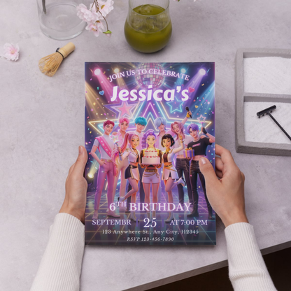 Kpop Demon Hunters Birthday Template – Instant Printable Invitation CreativeRino