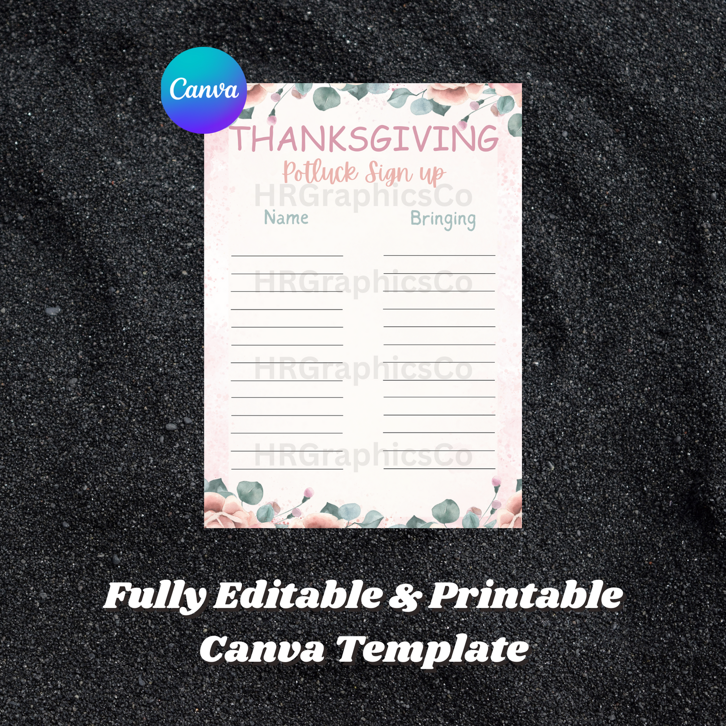 Thanksgiving Potluck Sign Up Sheet Template