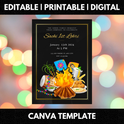 Lohri Invitation Template | Lohri Party Invite - CreativeRino