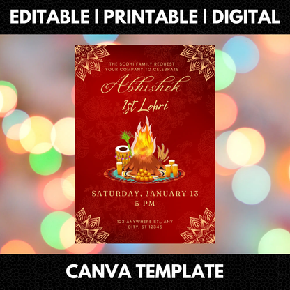 Lohri Invitation Template | Lohri Party Invite - CreativeRino