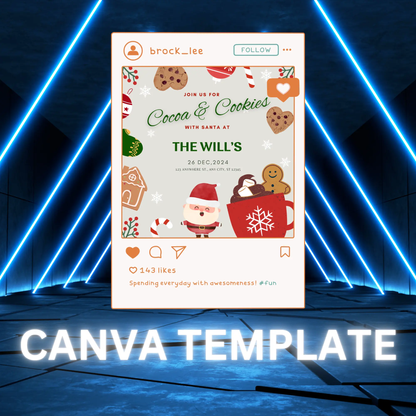 Cocoa and Cookies with Santa Invitation Template | Santa Claus Christmas Invite - CreativeRino