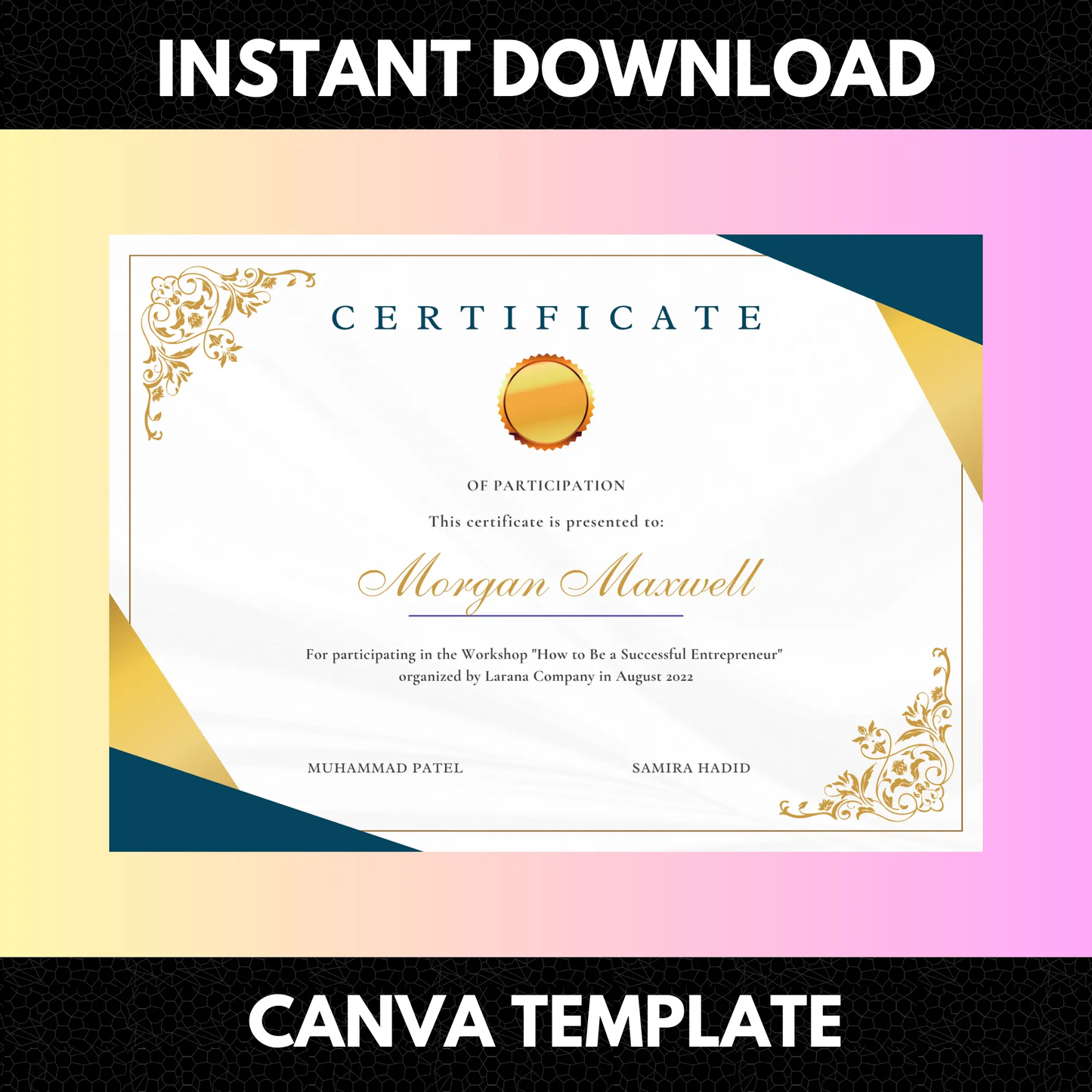 Certificate of Participation Template | Participation Certificate - CreativeRino