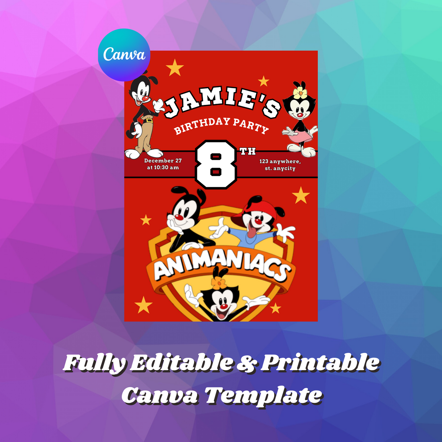 Animaniacs Birthday Invitation Template