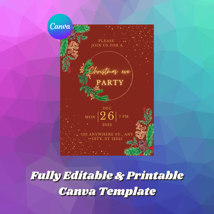 Christmas Eve Party Invitation Template - CreativeRino