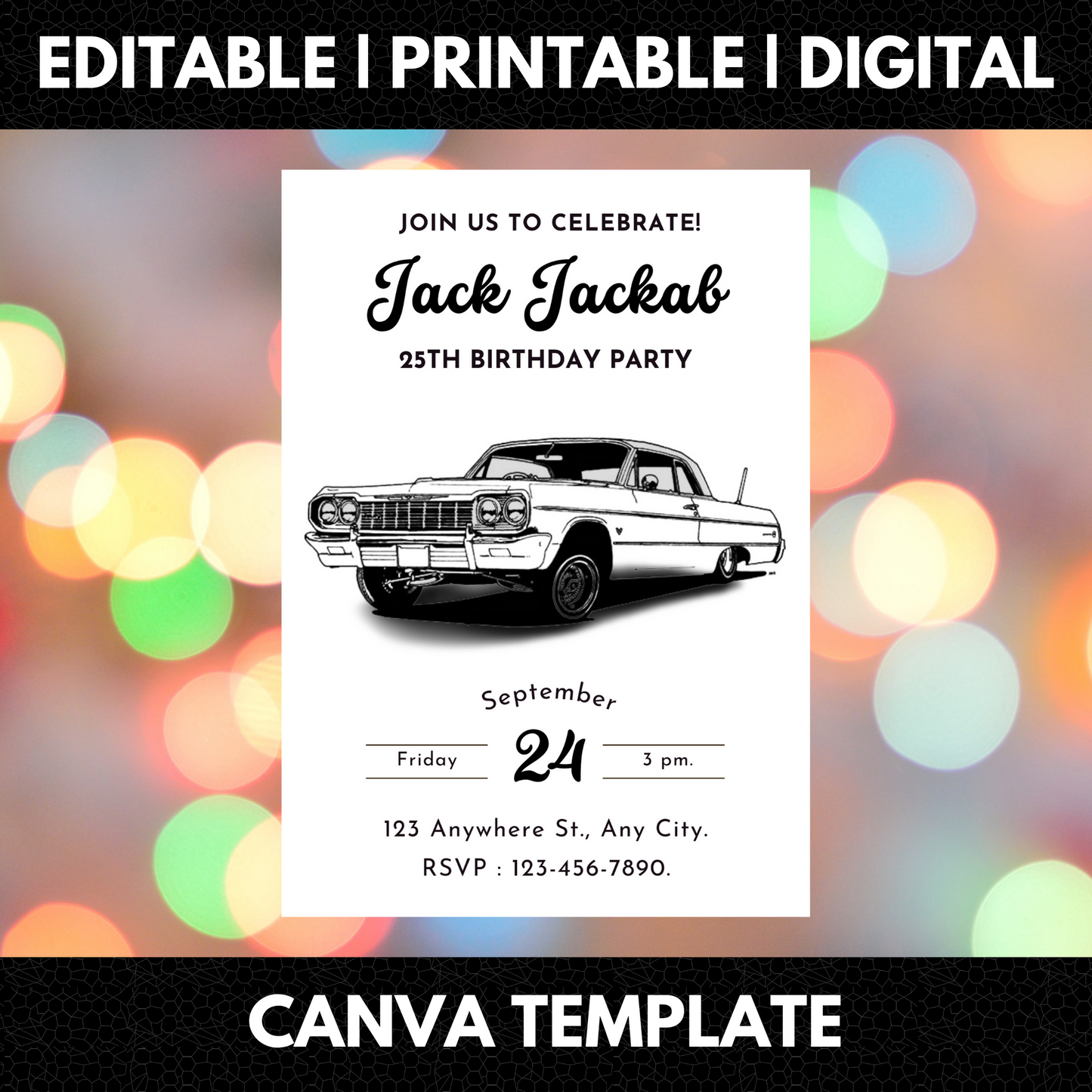 Lowrider Cholo Birthday Invitation Template - CreativeRino
